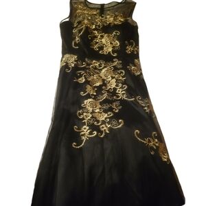 Elegant Black and Gold Embroidered Dress